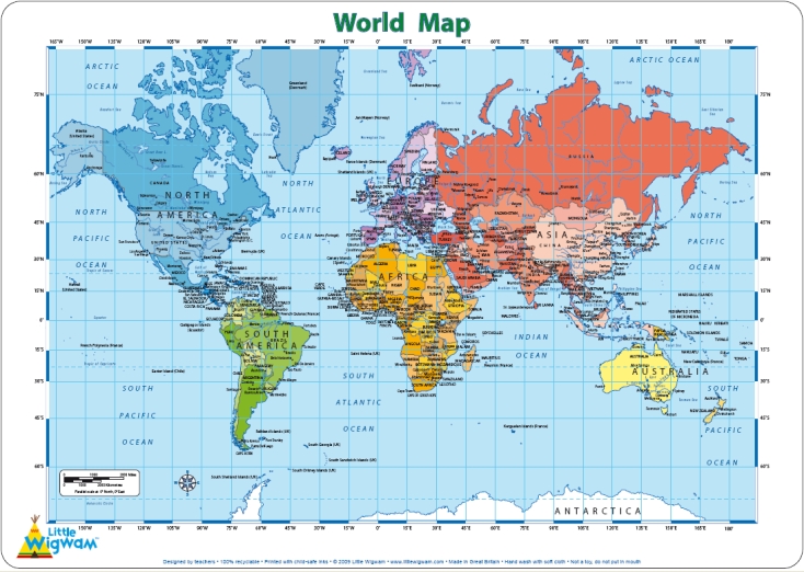 little wigwam world map placemat for children